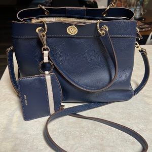 Anne Klein Navy blue bag with card holder NWOT